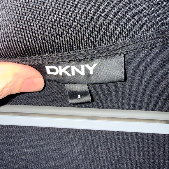 DKNY Black Faux Leather V-Neck Top Size Small - Picture 6 of 7